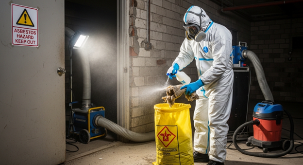 Licensed professional performing asbestos removal