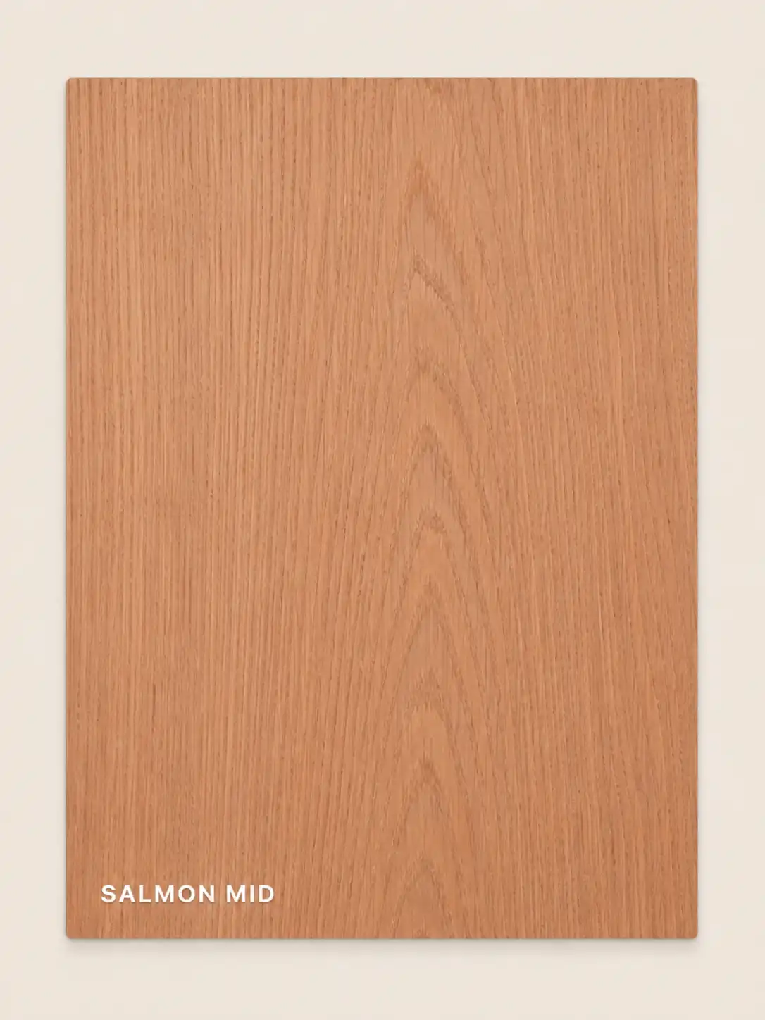 Red oak stain sample in salmon mid finish