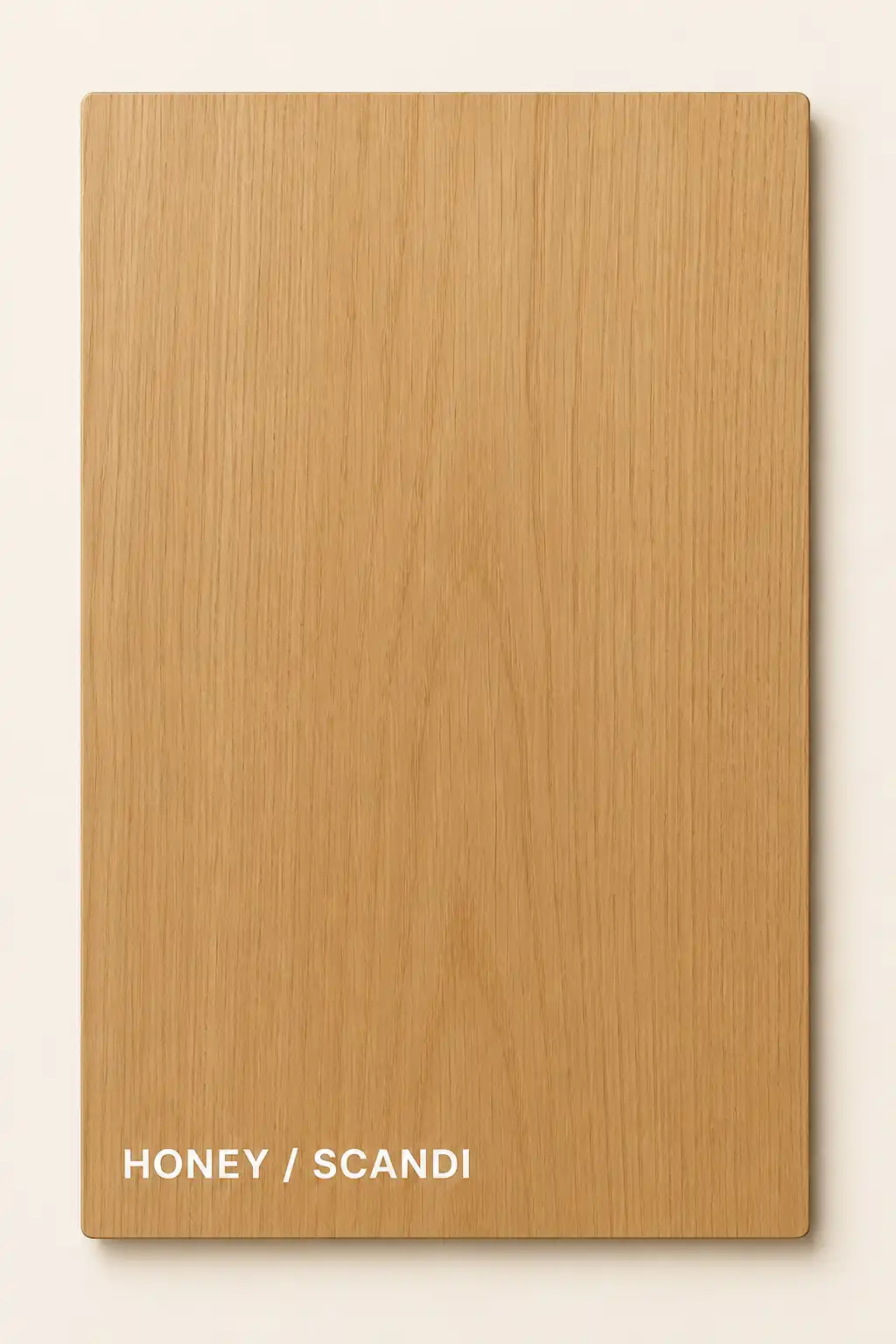 White oak stain sample in honey Scandi finish