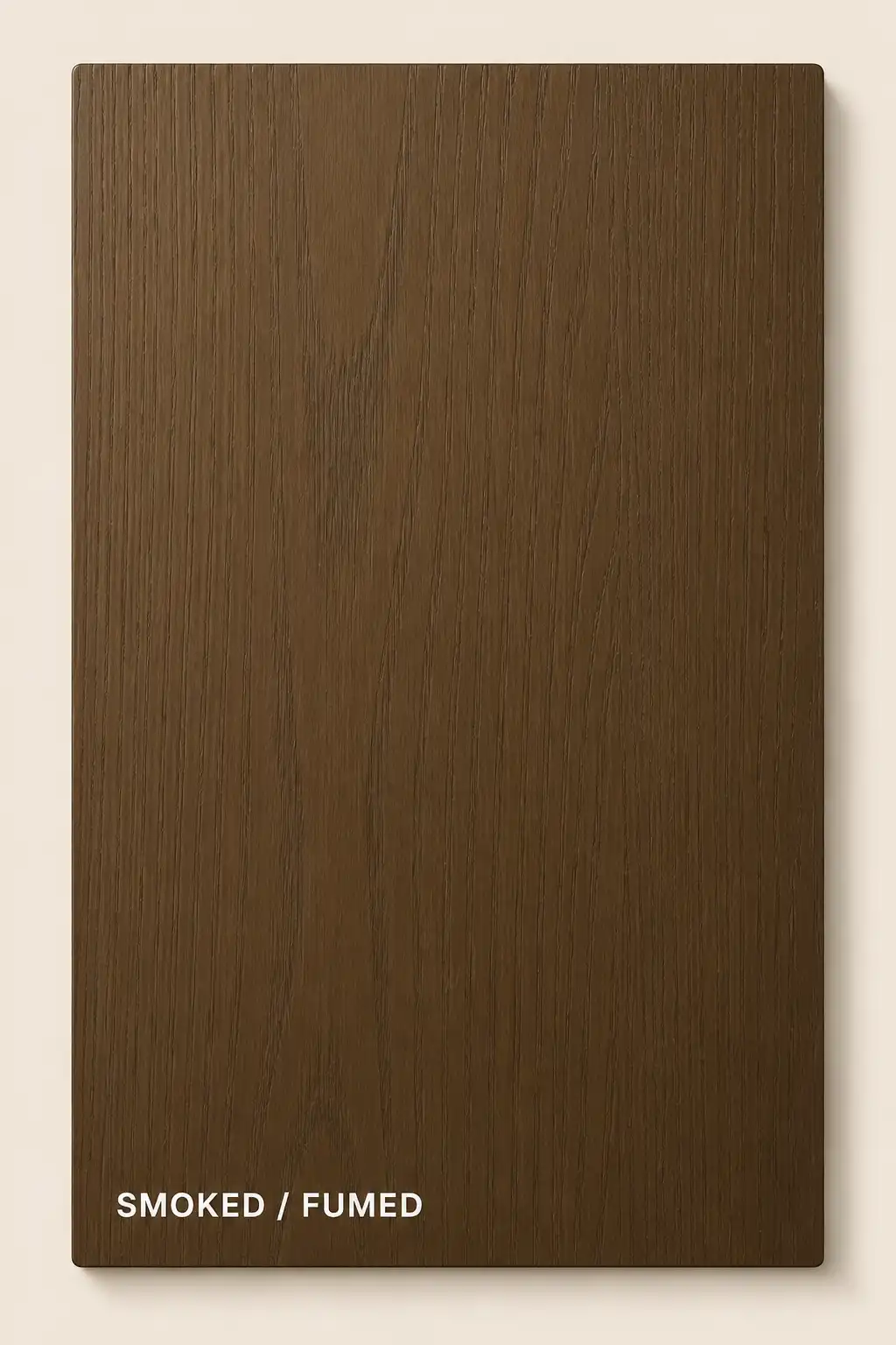 White oak stain sample in smoked fumed finish