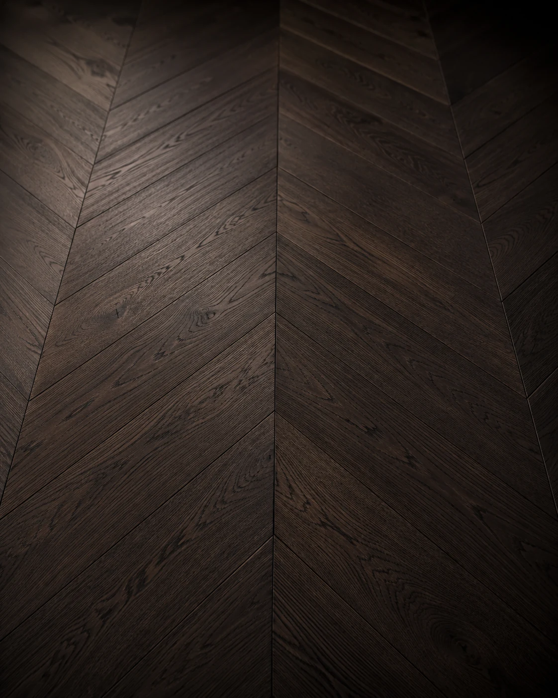 Dark smoked chevron hardwood flooring variation