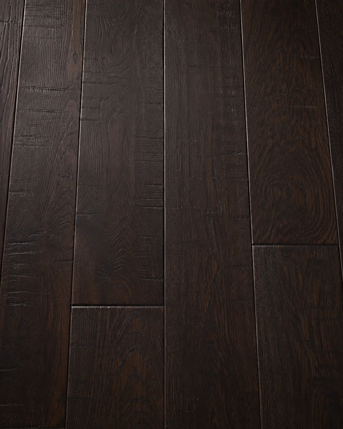 Espresso hand-scraped hardwood flooring finish swatch