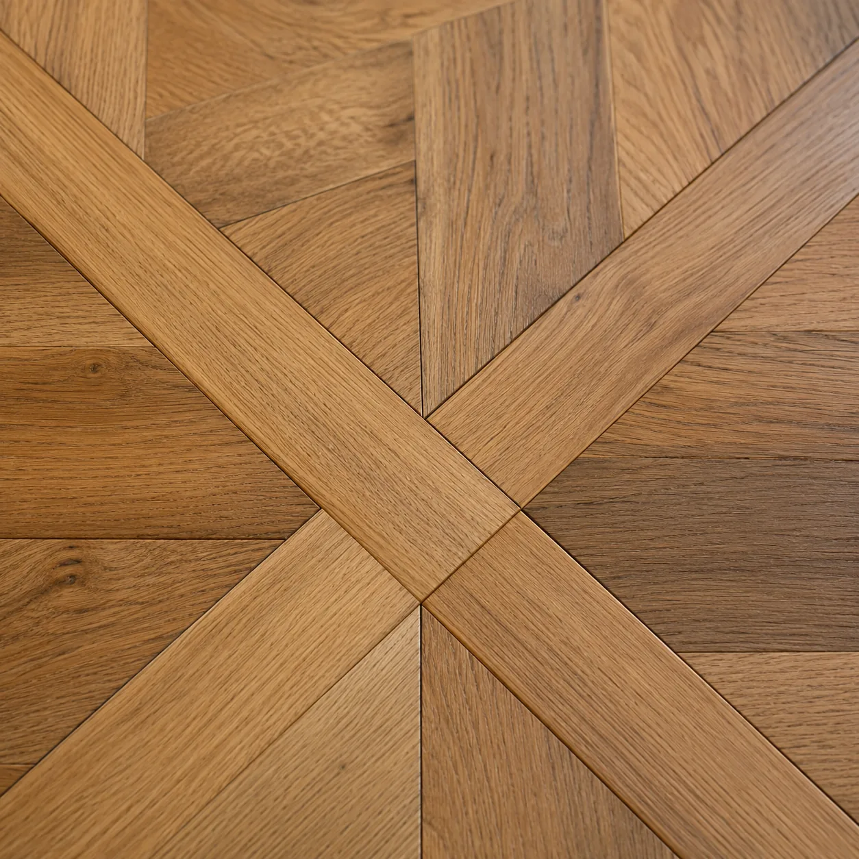 Close-up detail of Versailles parquet flooring pattern