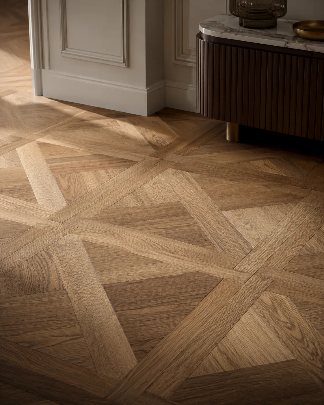 Parquet installation in a luxury interior